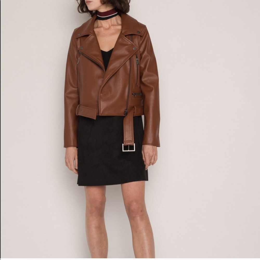 Oak+fort vegan leather brown jacket